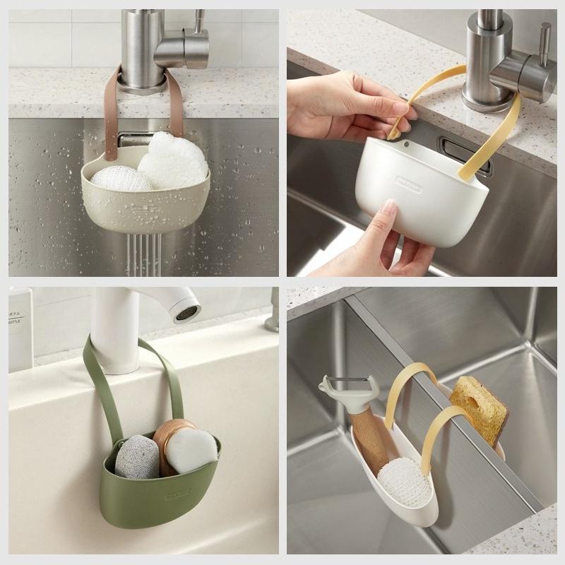 Kitchen Sink Holder Hanging Drain Basket Adjustable Drain Rack Soap Sponge Holder Faucet Holder Kitchen Accessories