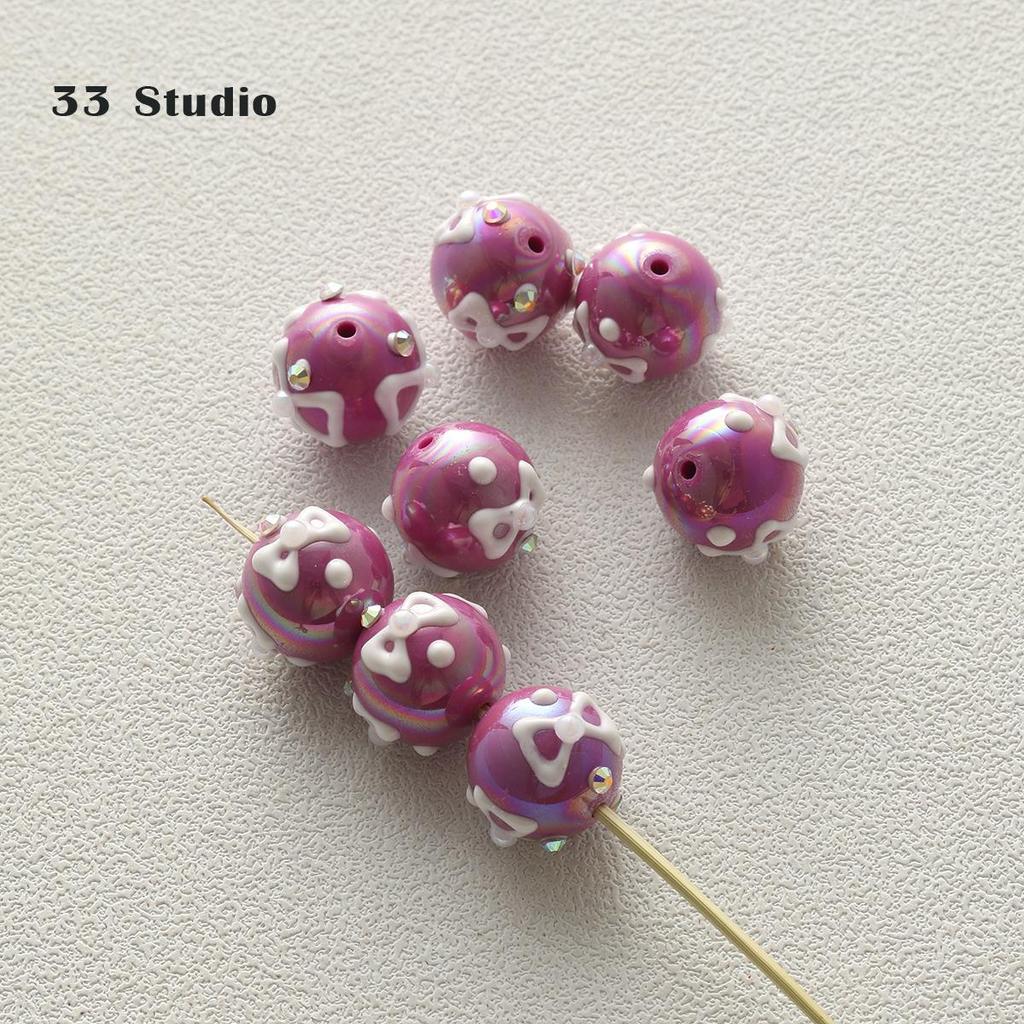 Pure Hand-painted Beads Stickers Diamonds Set Pearl Diy Jewelry Accessories Material Package Beads Car Pendant Cell Phone Chain Beads
