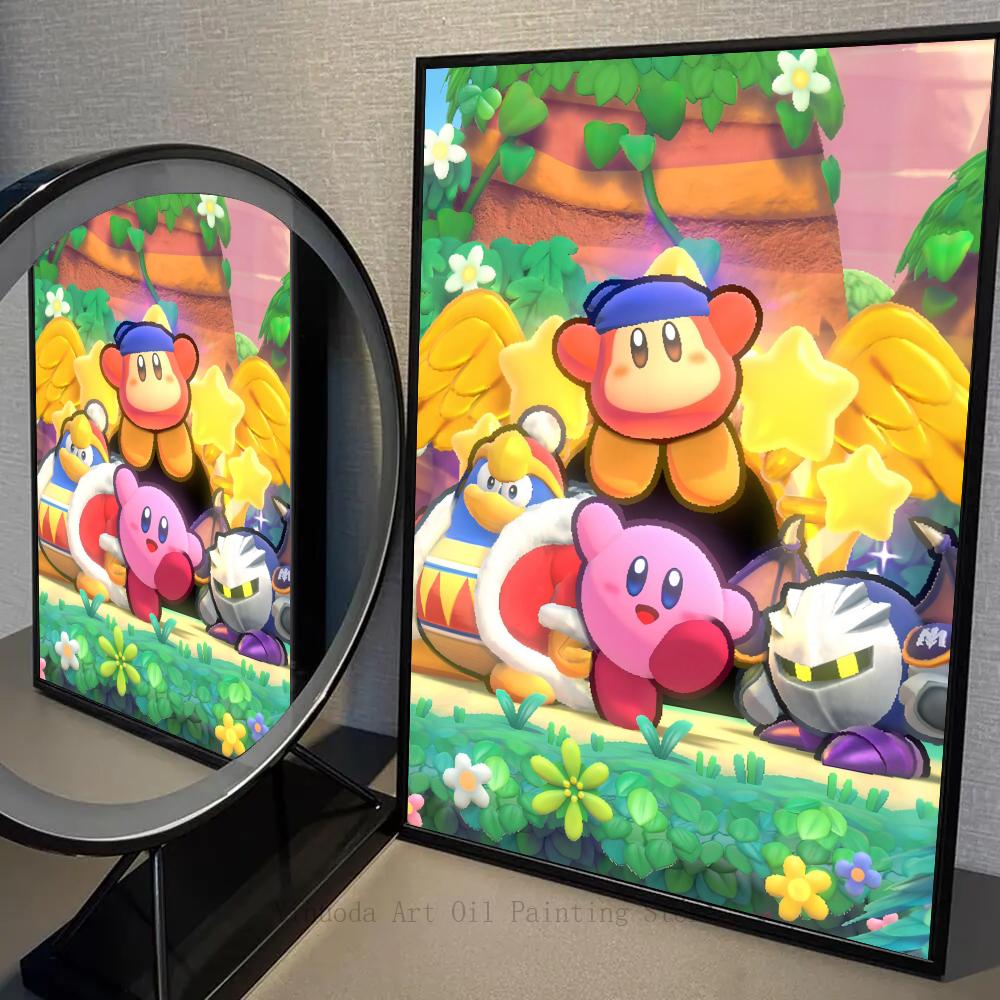 1 buc Poster Kirby Autocolante Poster Artă Picturi Murale de Perete Decor Decor Sală de Jocuri Cadouri Kawaii Pictură HD Pisică Mașini