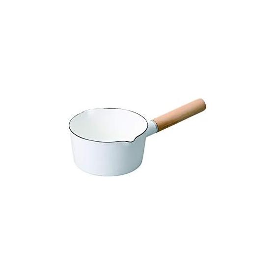 Pearl Metal Crevia Enamel Milk Pan 15cm White