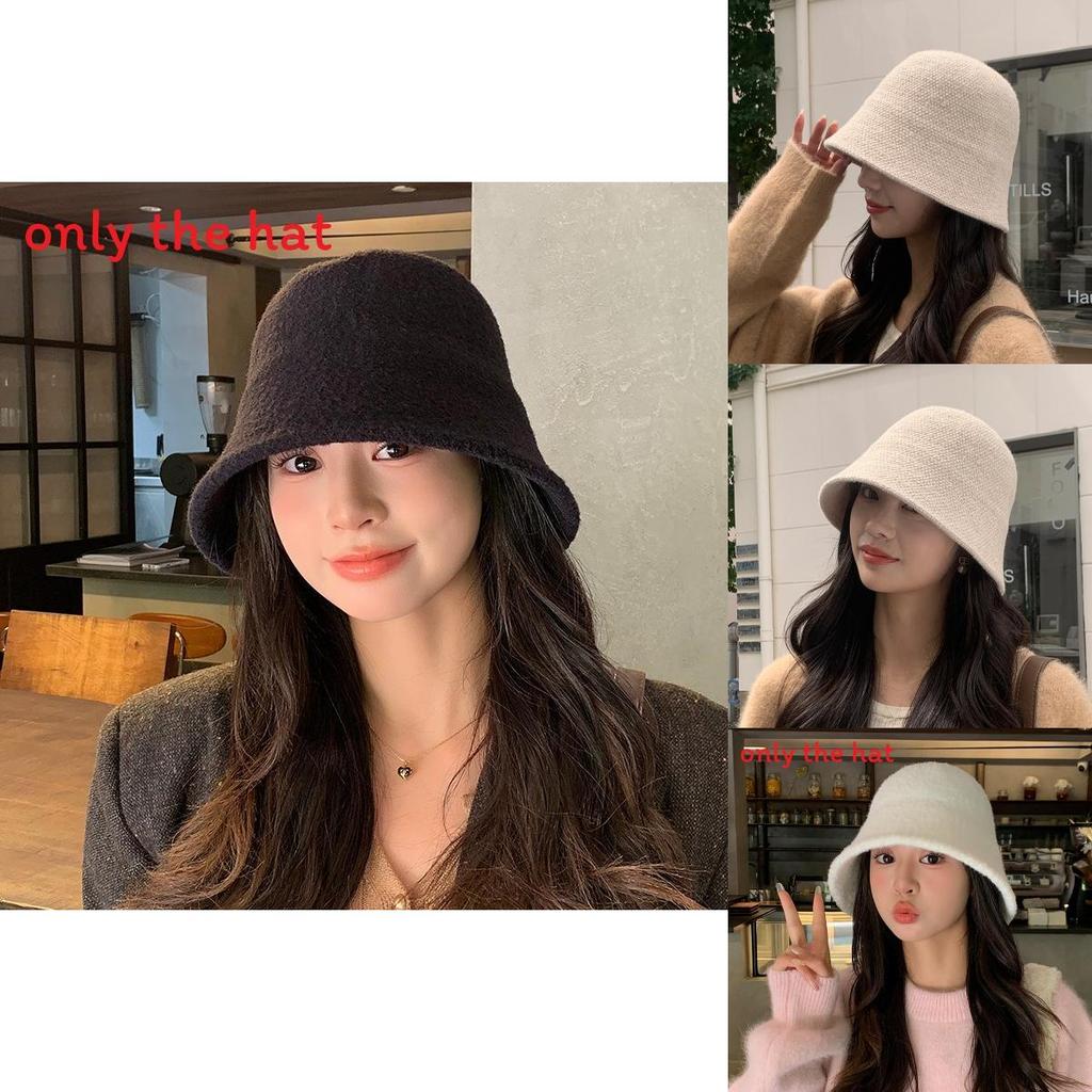 Solid Color Water Bucket Hat For Women Autumn Winter Fashion Sunblock And Warmth Cap