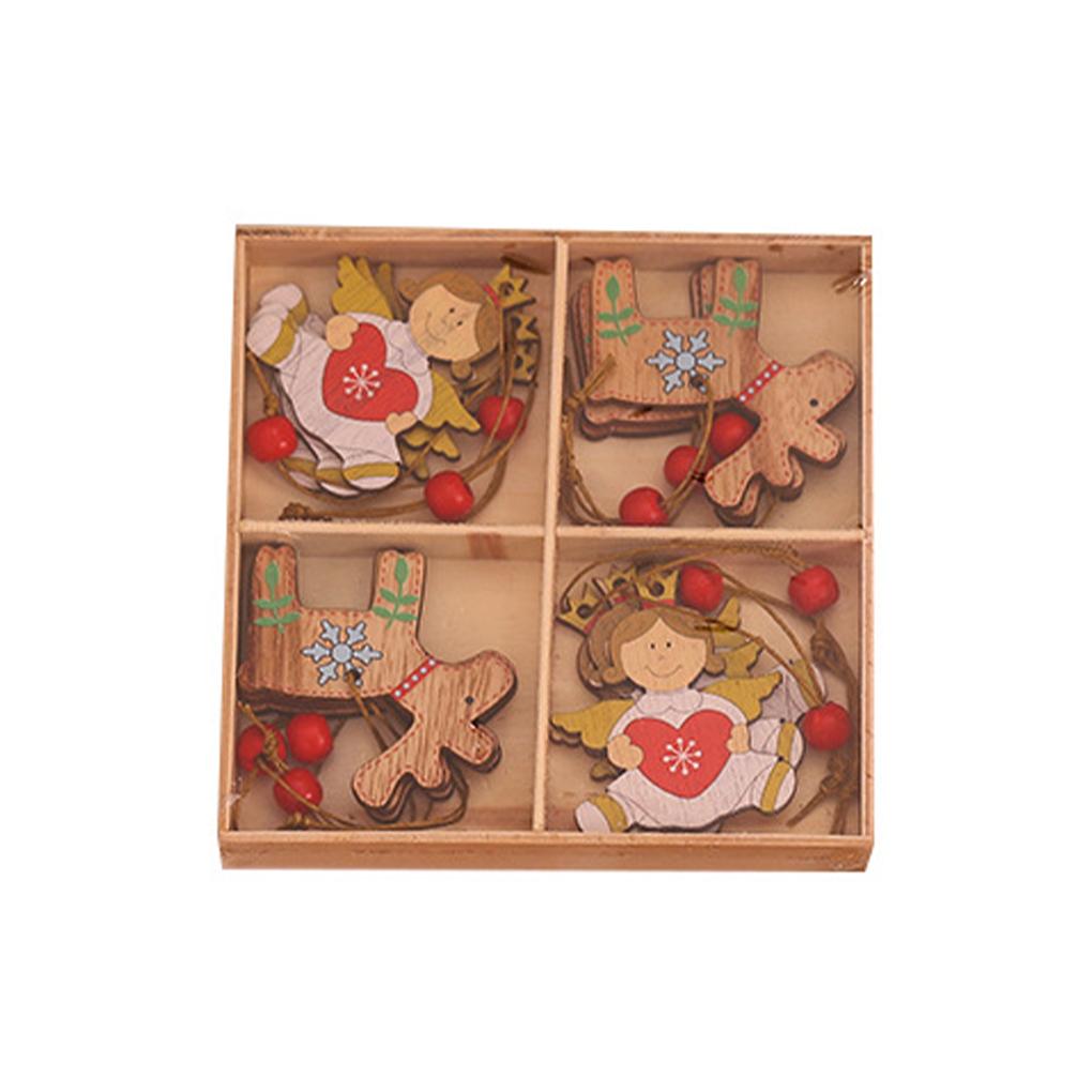 

12 шт. Рождественская подвеска из дерева, подвесная рождественская елка, камин, настенное украшение, полка, украшение для вечеринки для детей type 1