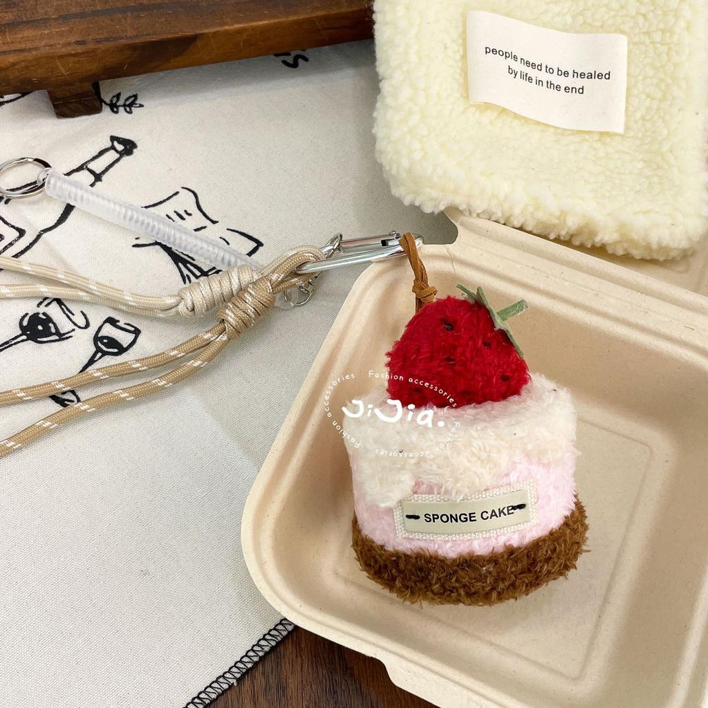 Cute Plush Cupcake Coffee Dessert Phone Chain Lanyard Charm Strap Cake Keychain Pendant Car Key Decor For IPhone For Samsung