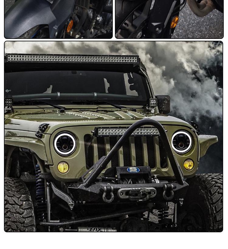 7-inch LED Angel Eye Headlight Assembly for JEEP Wrangler & Hummer - Super Bright Modified Motorcycle Headlight