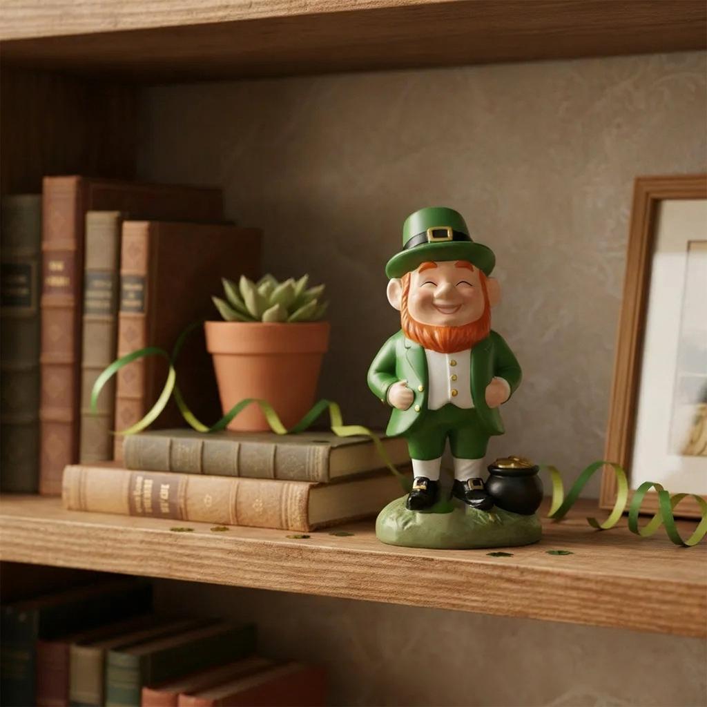 Costeam Leprechaun Figurine Decorative Ornament,Festive Craft For St Patrick’s Day Home Decor And Holiday Display