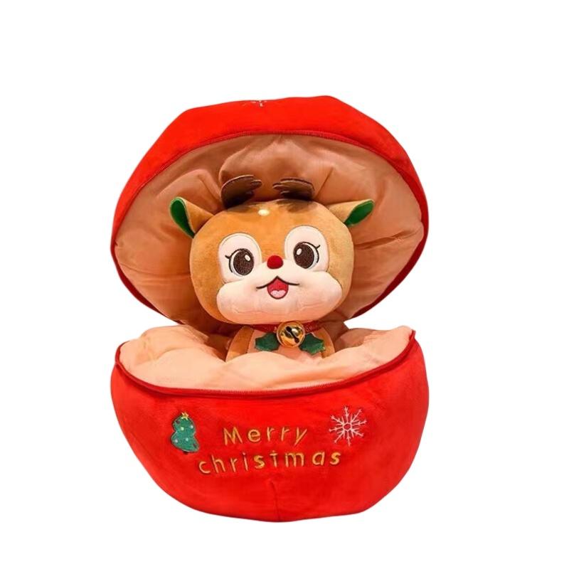 Cute Christmas Plush Animal Adorable Stuffed Deer Snowman And Santa Claus Figure For Home Decor