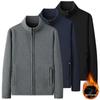 Men's Plus Size Velvet-Lined Winter Hoodie Jacket with Stand Collar and Zipper Top