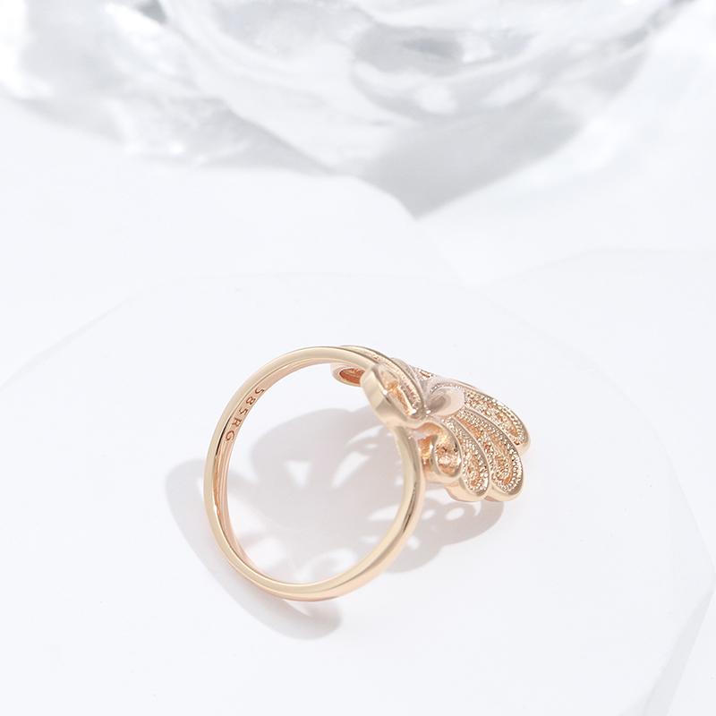 Fashion Glossy Big Rings For Women  Rose Gold Unique Pattern Ethnic Bride Rings Wedding Jewelry Gift  New