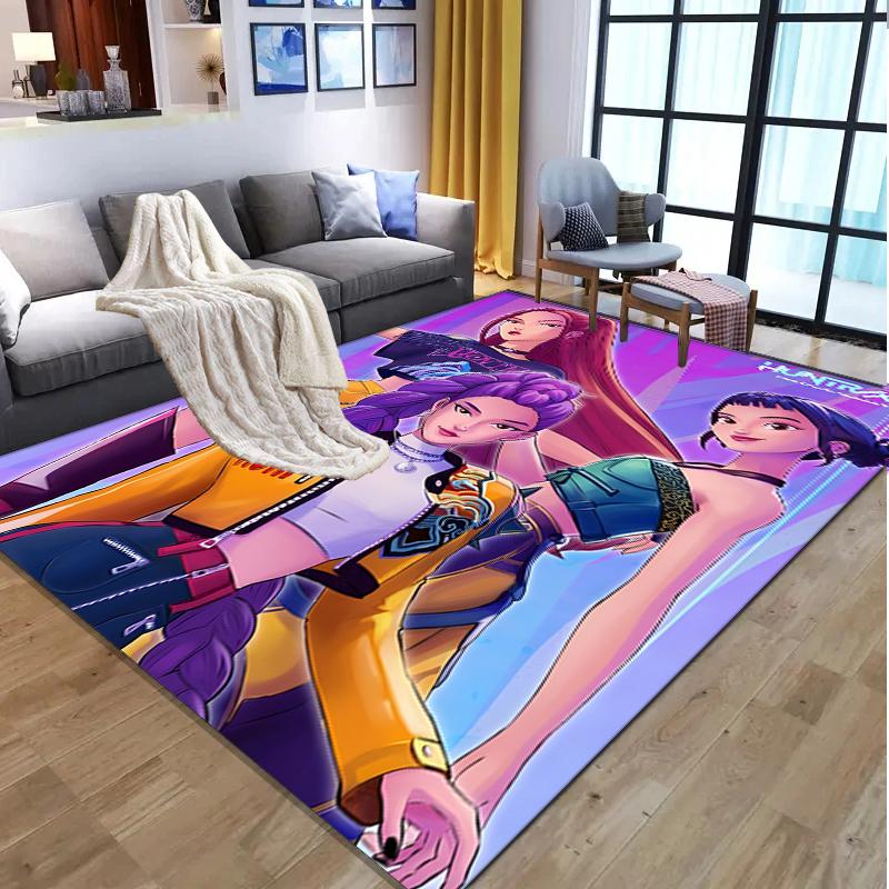 KPop Demon Hunters Pattern Rug, Indoor/Outdoor Mat, for Picnic, Gameroom, Bedroom, Office, Living Room, Home Decor Carpet, Birthday Gift