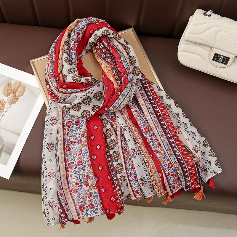 

New Women Printed Cotton Viscose Shawl Scarf Tassels Lady Print Soft Wrap Snood Bufanda Muslim Hijab Headscarf Islam Scarves