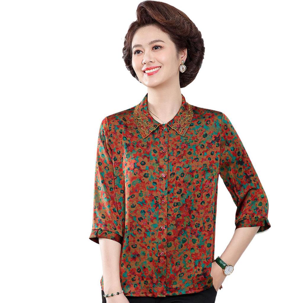 Elegant New Chiffon Blouse for Middle-aged & Elderly Women - Chinese Spring/Summer Style for Grandmas