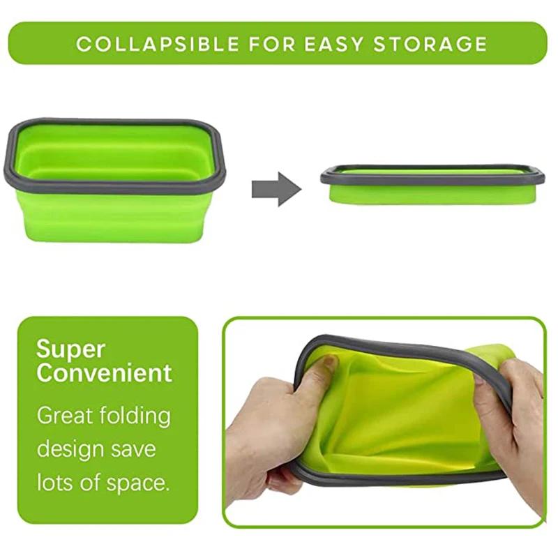 3/4Pcs Collapsible Food-grade Silicone Lunch Bento Box Portable BPA Free Food Storage Box Fruit Container