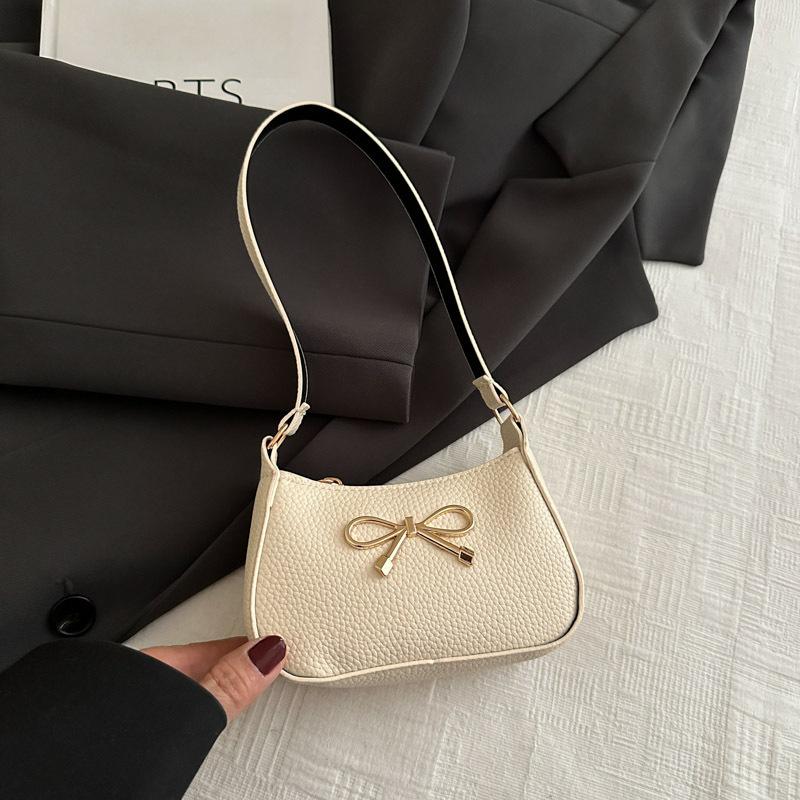 Chic Red Hobo Bag With Gold Bow Accent Adjustable Shoulder Strap Pebbled PU Leather Purse For Casual And Dressy Occasions
