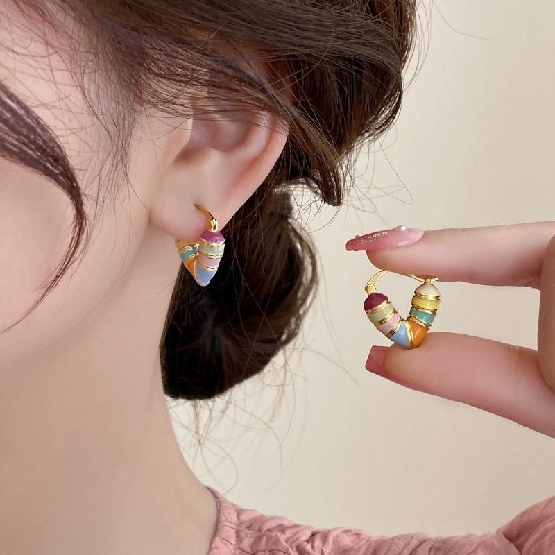 Love Suitable for Spring Color Ear Buckles Earrings Women's Earrings Explosive Design Temperament Earrings