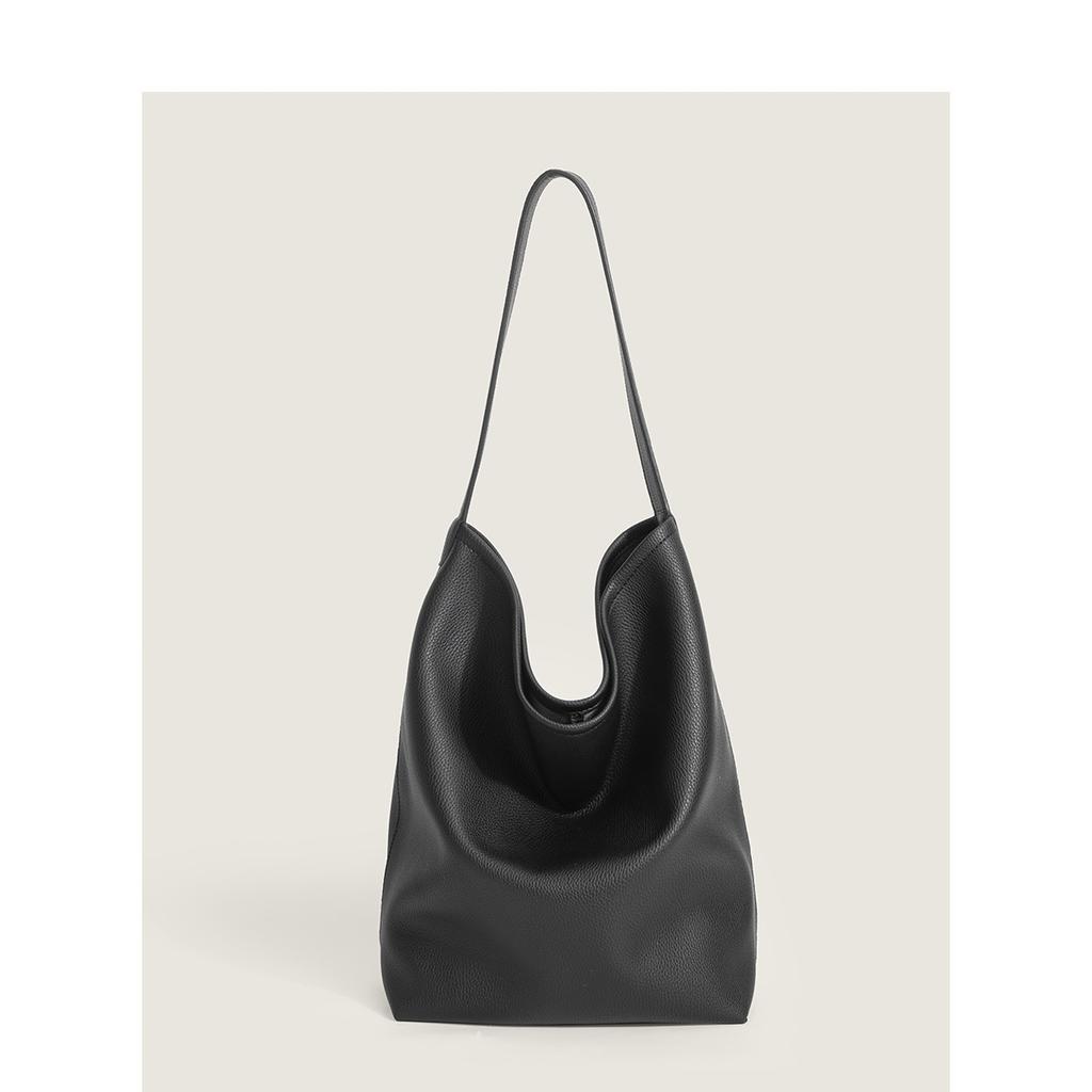 Bucket Bag, Women's Autumn and Winter New Style, Large Capacity, Fashionable, Commuting, Simple and High-end, Soft Leather Single Shoulder Tote Bag