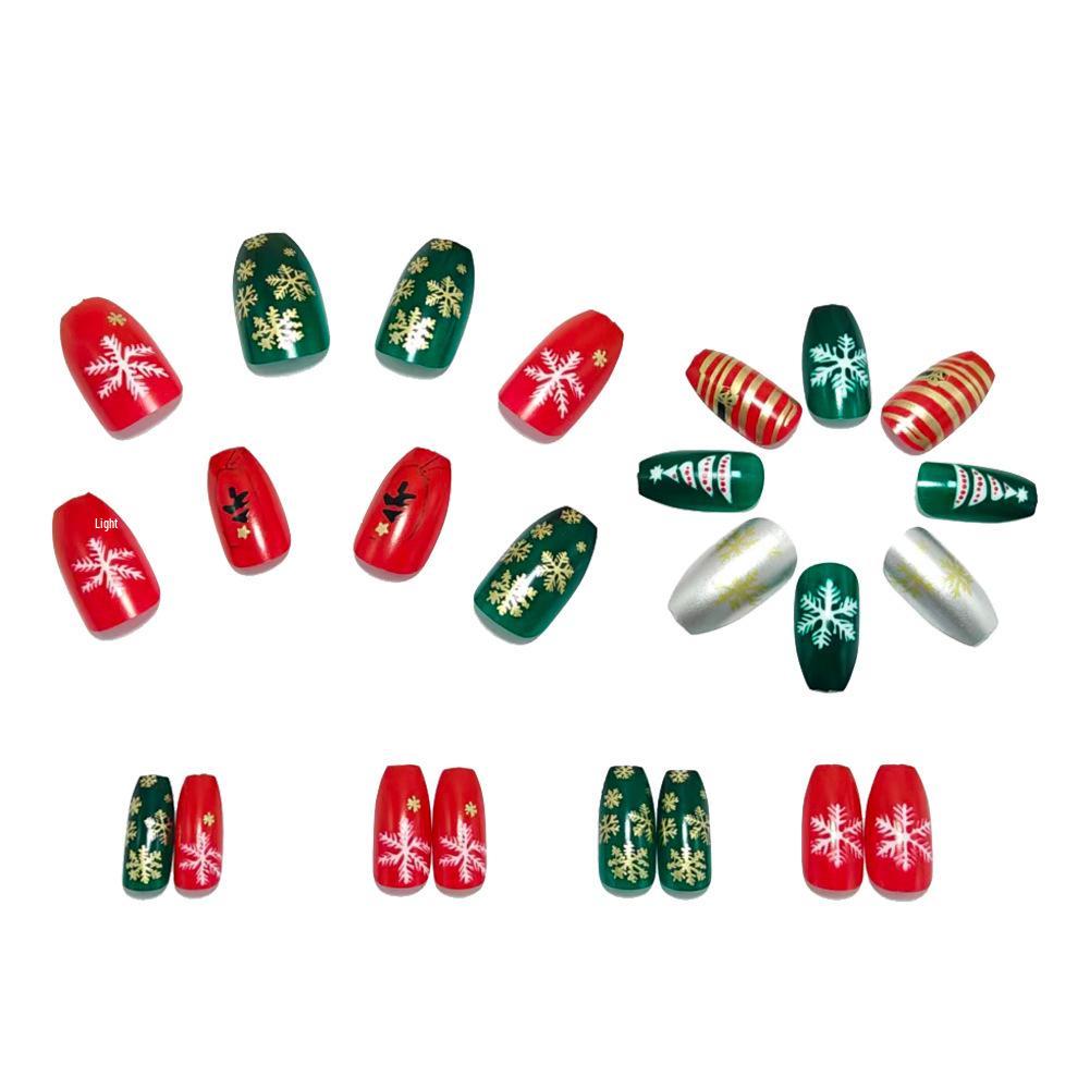 Gold Snowflake Christmas Tree Nail Stickers & Press-On Nails