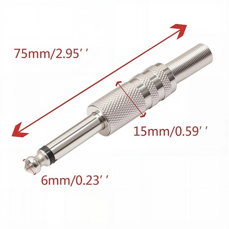 Audio Cable Microphone Accessories 6.35mm Mono Stereo Channel Amplifier Plug Adapter Connectors