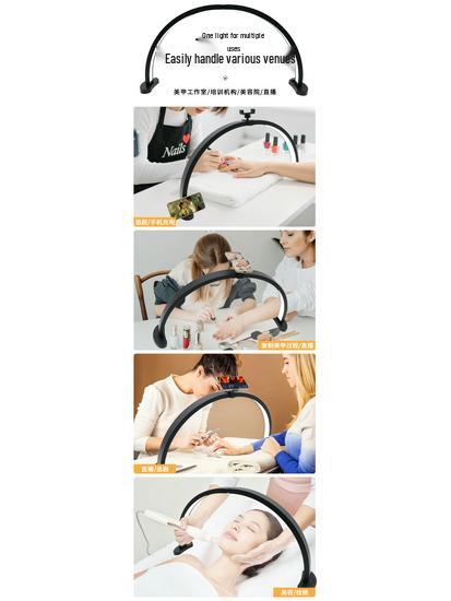 28-Inch Folding Half-Moon Beauty Light, 40W Rechargeable U-Shaped Lamp for Microblading, Eyelash Extension, Manicure & More