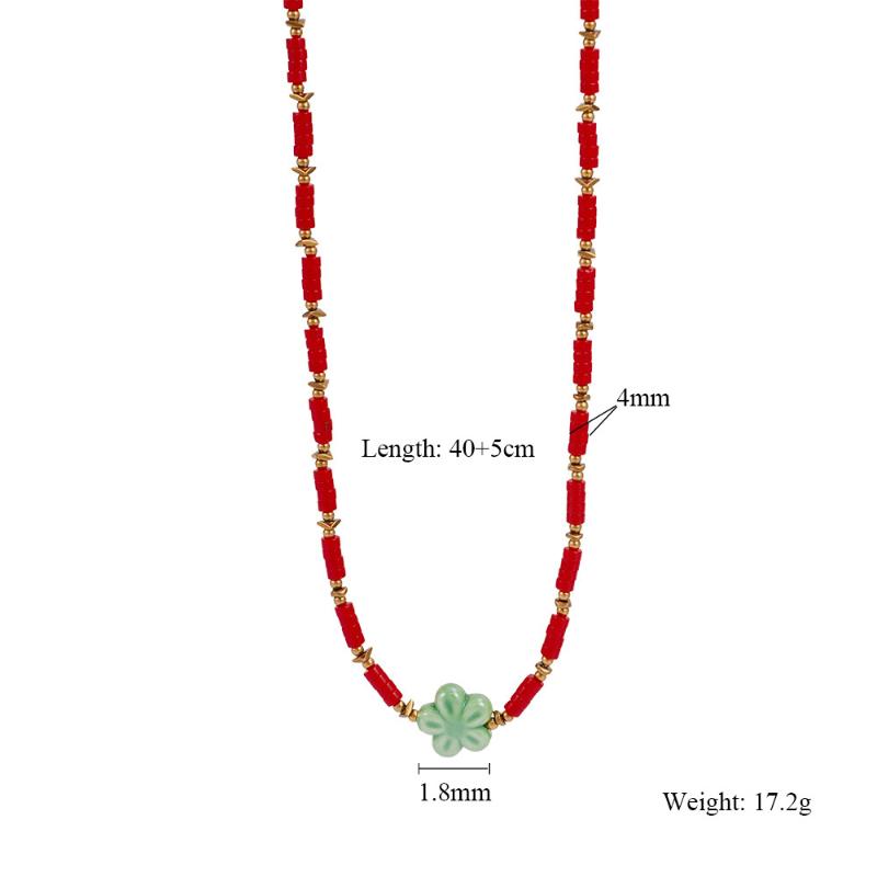 Necklace Colored Natural Stone Sea Horse Sea Star Flower Stainless Steel Pendant Women'S Beach Style European American