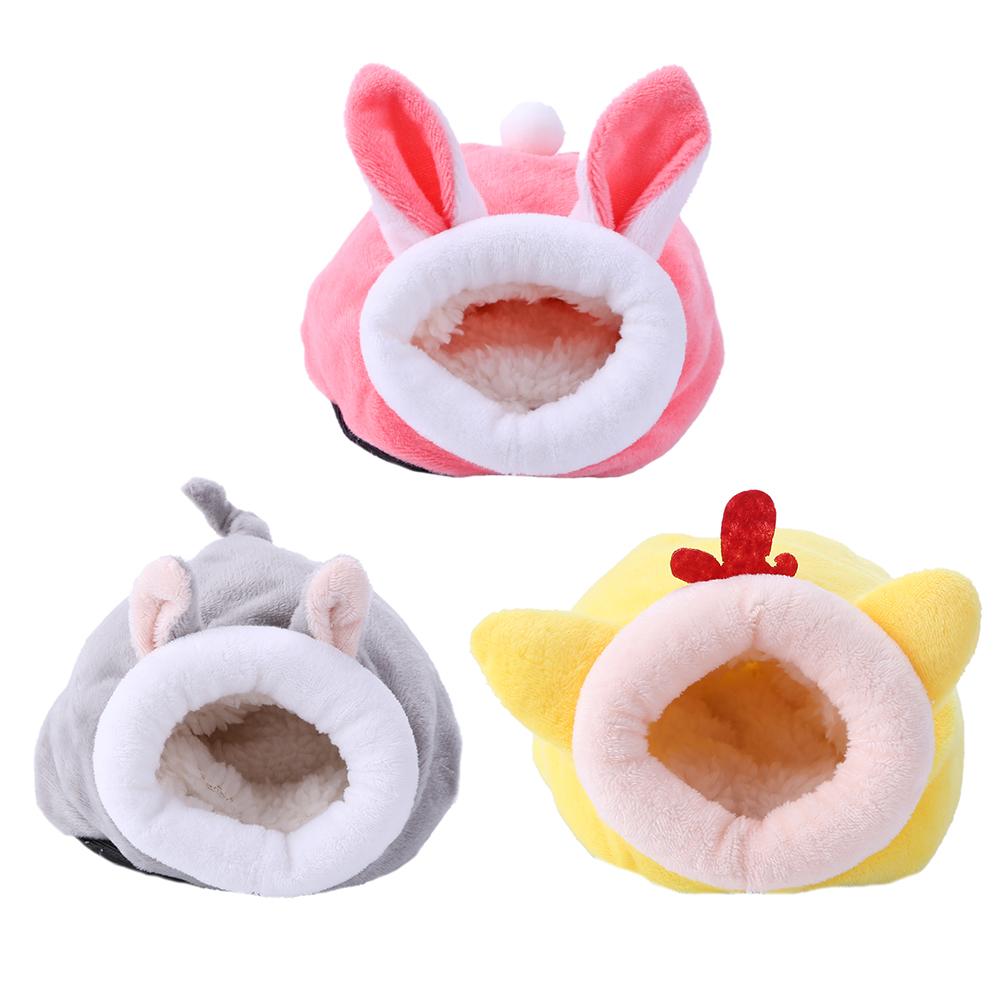 Warm Cotton Small Pet Beds Yurt Rabbit Mouse Chicken Shaped Portable Soft Hamster Hedgehog Nest House Pet Supplies for Winter