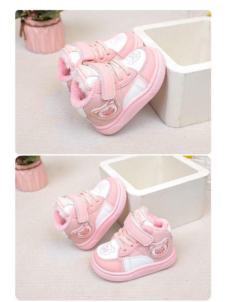 Waterproof Leather High-Top Toddler Shoes - Warm Velvet Lined for Boys & Girls