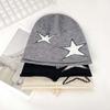 Streetwear Jacquard Woolen Hat Elastic Y2K Pullover Cap Fashion Star Knitted Hat  Women
