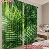 2D flat printing 2pcs Party Window Curtains Lush Green Palm Leaves Digital Printed Polyester Drapes Holiday Decorations for Home
