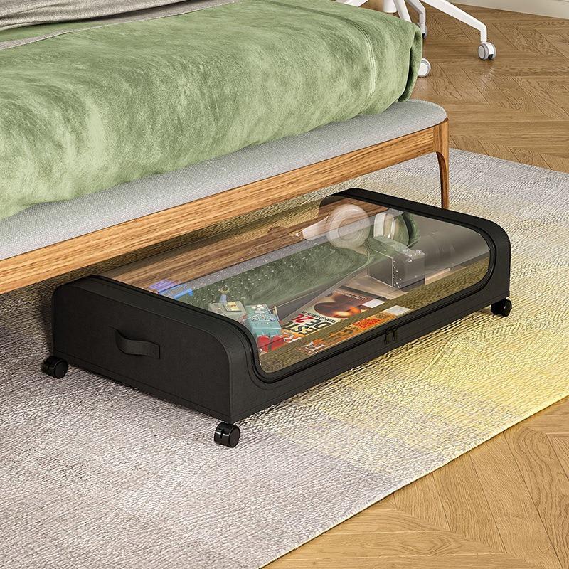 Dust-proof Storage Box with Wheels Under-bed Rack Simple Clothes and Shoes Sundries Storage Box