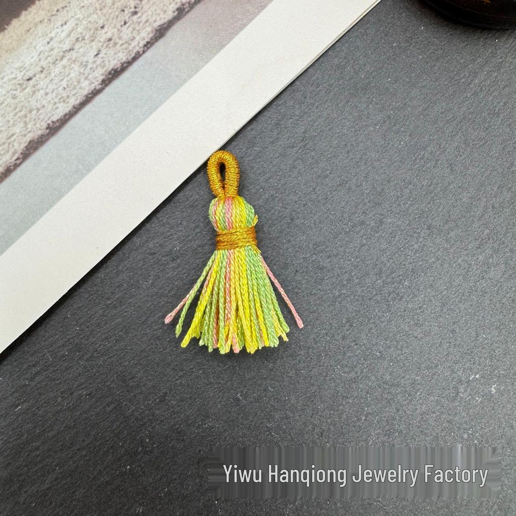 Korean Rainbow Tassel Pyssla Bead Keychain DIY Accessory