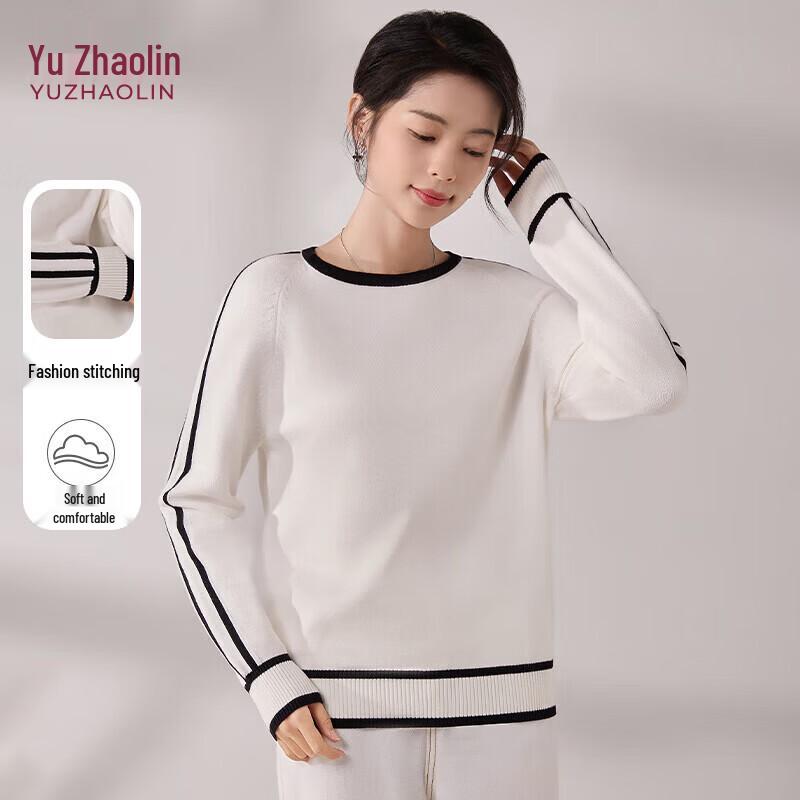 YUZHAOLIN Women s Color-Block Knitted Pullover Sweater One Size