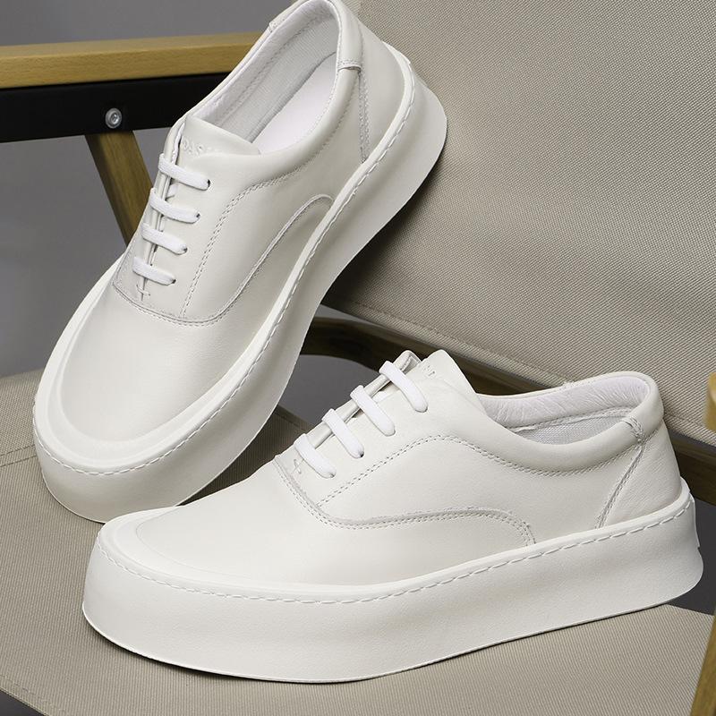 2025 direct supply men's shoes platform white shoes fashion winter versatile board shoes leather lace-up casual shoes