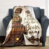 Bookish Girl Silhouette Multipurpose Personalized Blanket Customize Text Warmthful Decor Suitable For Sofa Couch Office Bed Picnics Four Seasons