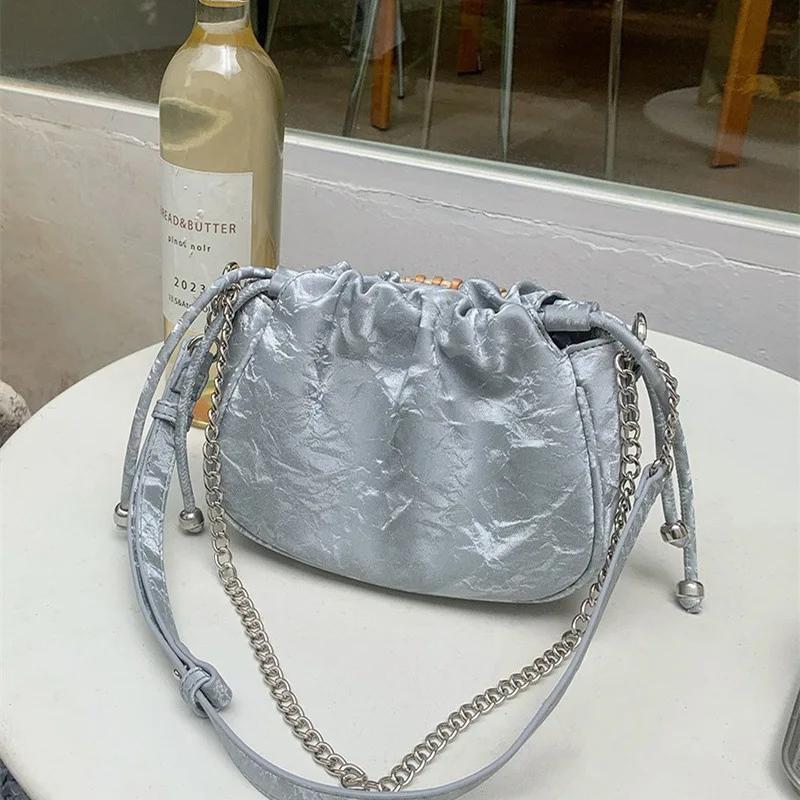 New Fashionable Folded Chain Cloud Bag hand bag, Unique Commuting Underarm Bag, Summer Versatile Crossbody Bag for Women