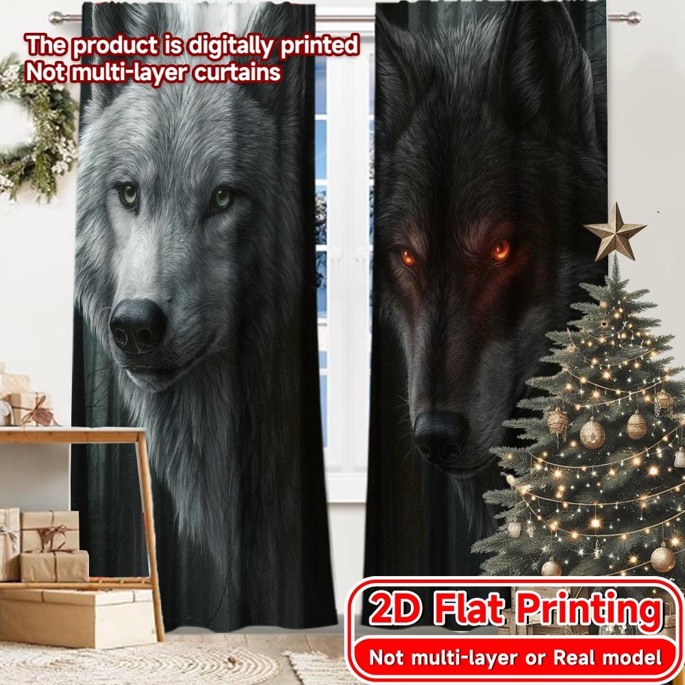 

2D Flat Printing 2pcs Mystic Wolves Modern Creative Curtains Polyester Curtains Festive Use for Bedroom Living Room Study Room 100*130 Rod Pocket 1pcs