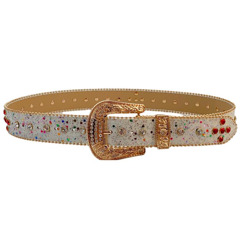 Rhinestone Belt Women'S Decorative Belt Accessories Summer Belt Sequins Color Niche With Jeans Belt