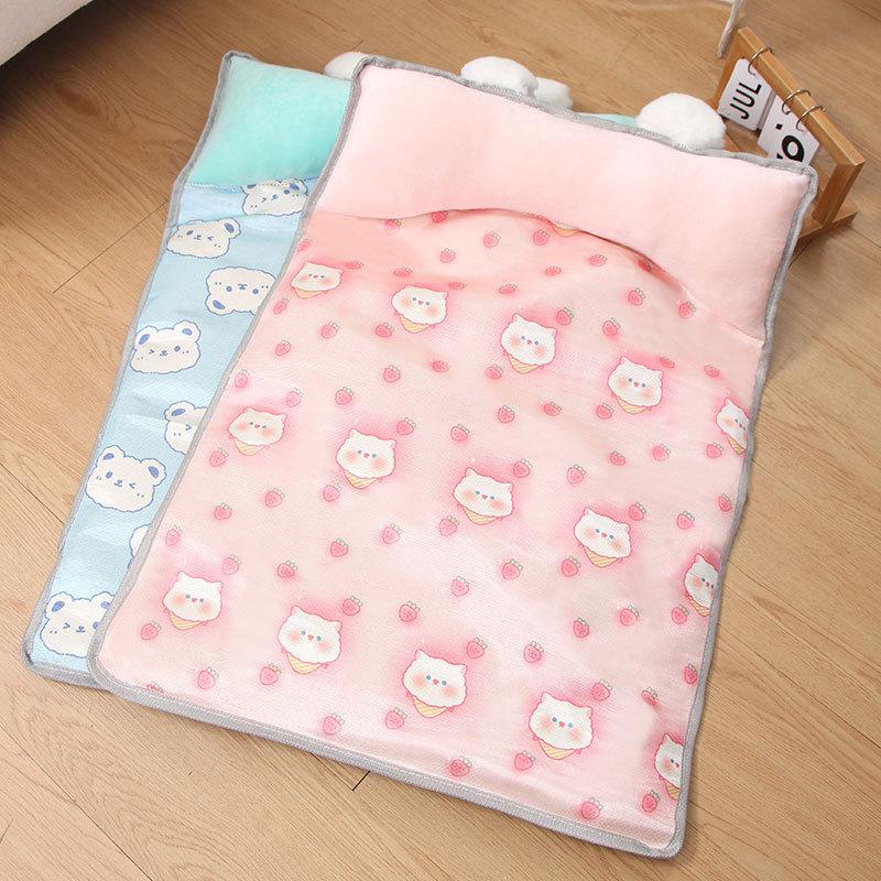 Dog's Nest Cat's Nest Summer Ice Silk Cold Mat Dog's Nest with Pillow Teddy Small Medium Sized Dog Bed Four Seasons Universal