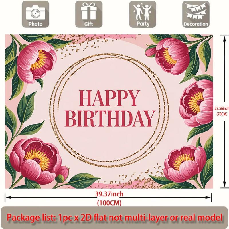 Party Backdrop Pink Glitter Flat Peonies Golden Circles Events Wedding Coming Celebration Photo Booth Front Door Decor