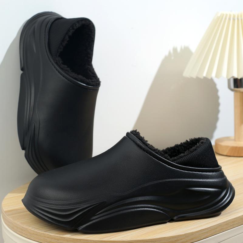 

Хлопковые туфли мужские осенне-зимние новые простые на толстой подошве супермягкие бархатные теплые и холодостойкие цельные парные домашние хлопковые тапочки 36-37 чёрный
