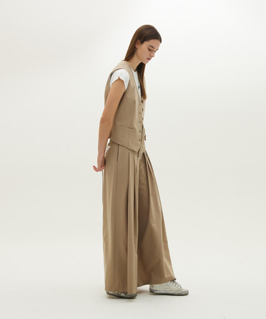 Meuameu Layered Pin Tuck Slacks