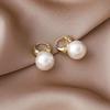 Elegant Imitation Pearl Earring For Women Gold Color Round Drop Earrings Korean Delicate Irregular Design Unusual 2025 Fashion Jewelry