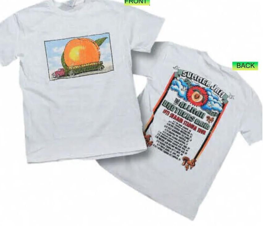 Allman Brothers EAT A PEACH 73 Летний тур Футболка БЕЛАЯ 2 СТОРОНА1 XXXXL