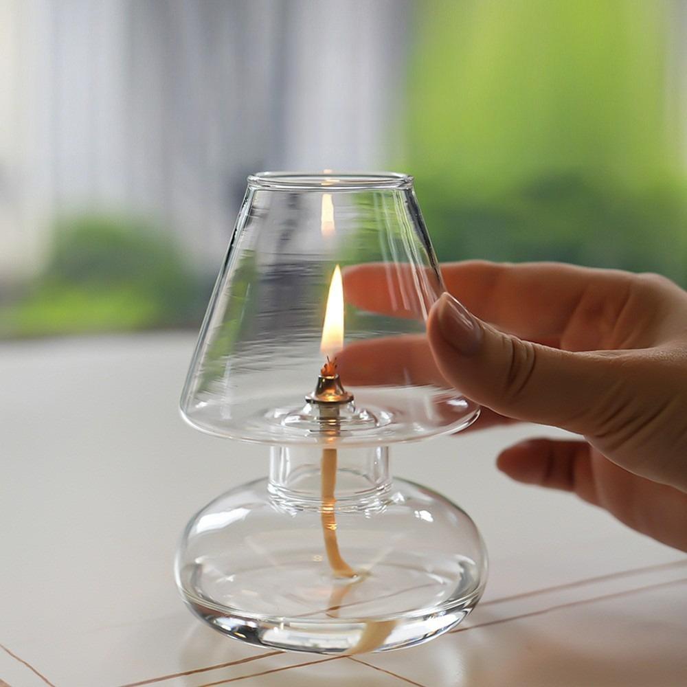 Minimalist Creative Glass Oil Lamp Cover Candlestick Transparent Windproof Candle Holders Nordic Style Romantic Home Decorative