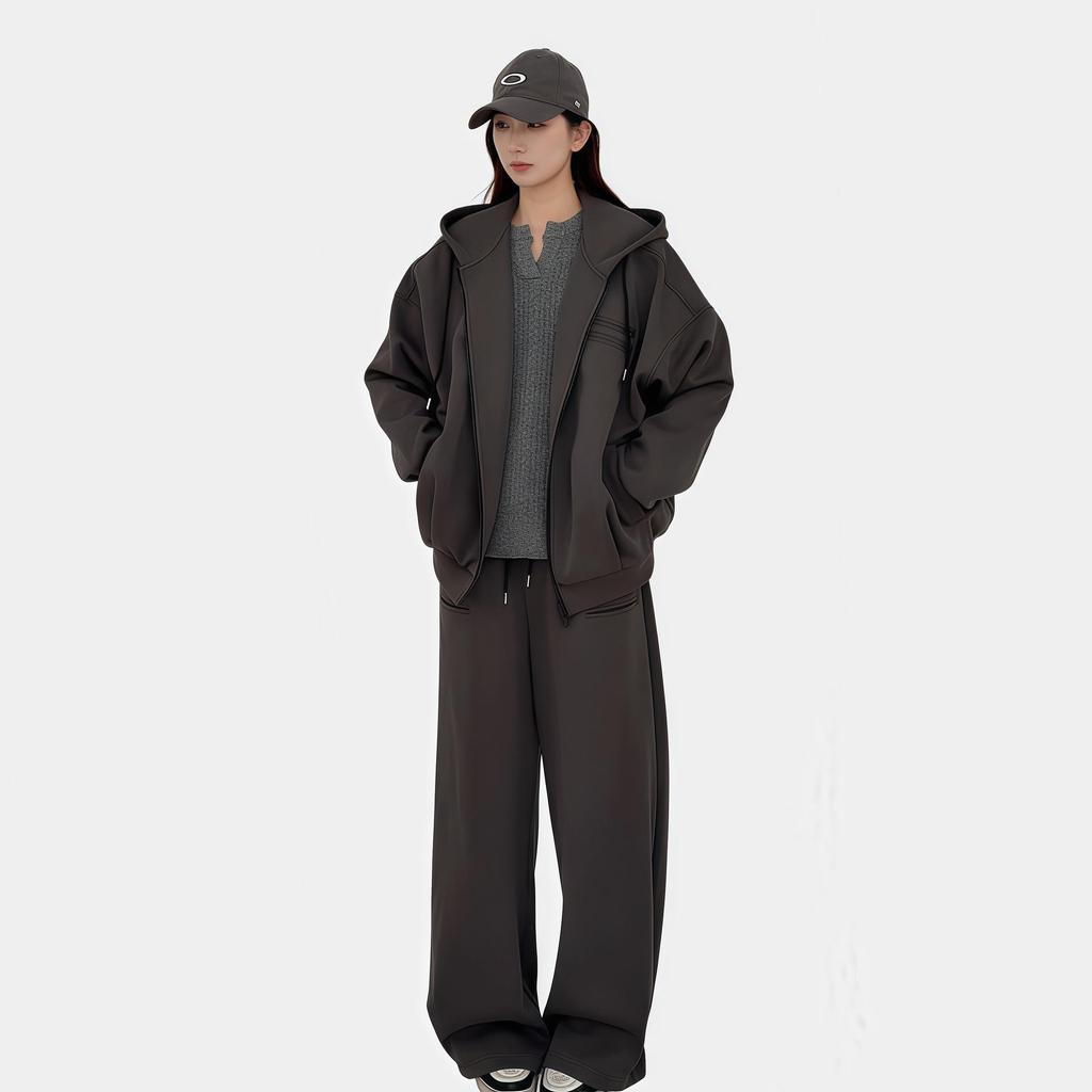 Unisex Heavyweight Trendy Sports Hoodie & Sweatshirt Two-Piece Set for Autumn