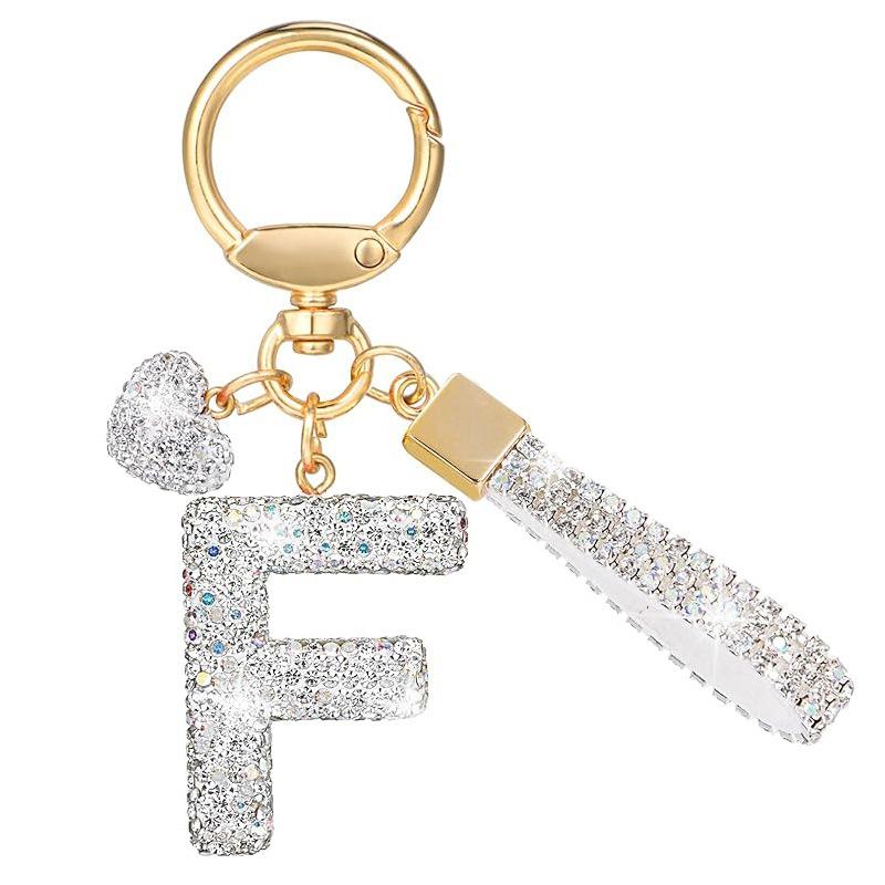 White Initial Keychain Shiny Cute A-Z Letter Key Chain Backpack Car Key Accessories Lanyard Couple Name Letter Pendant Gift