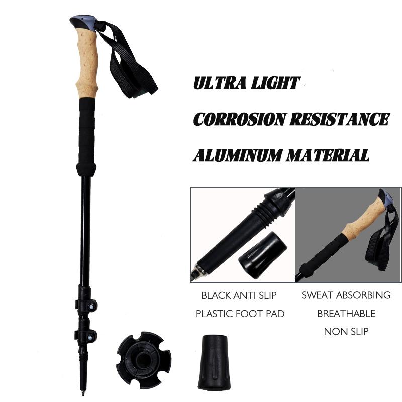 Aluminum Alloy Trekking Poles Lightweight Collapsible Hiking Poles with Cork Grips Quick Locks Snow Baskets Suitable for Walking Travel Trails Balance