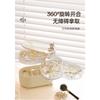 Luxury Style Desktop Storage Box With Rotating Lid For Cosmetics Jewelry Clutter