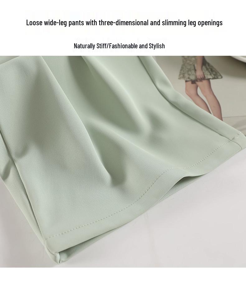 Ice Silk High Waist Chiffon Wide Leg Pants - Women's Summer Korean Style