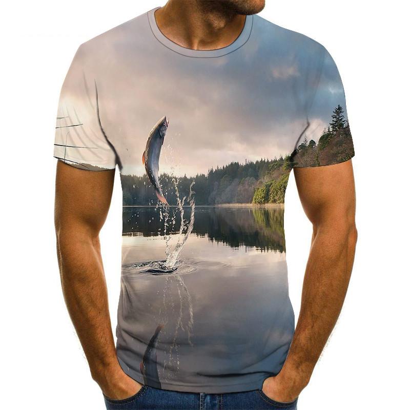 Funny Fishing 3D Print T-Shirts Men Women Short Sleeve T Shirt Hip Hop Streetwear Oversized Harajuku Y2k Tops Tees Kids Clothing