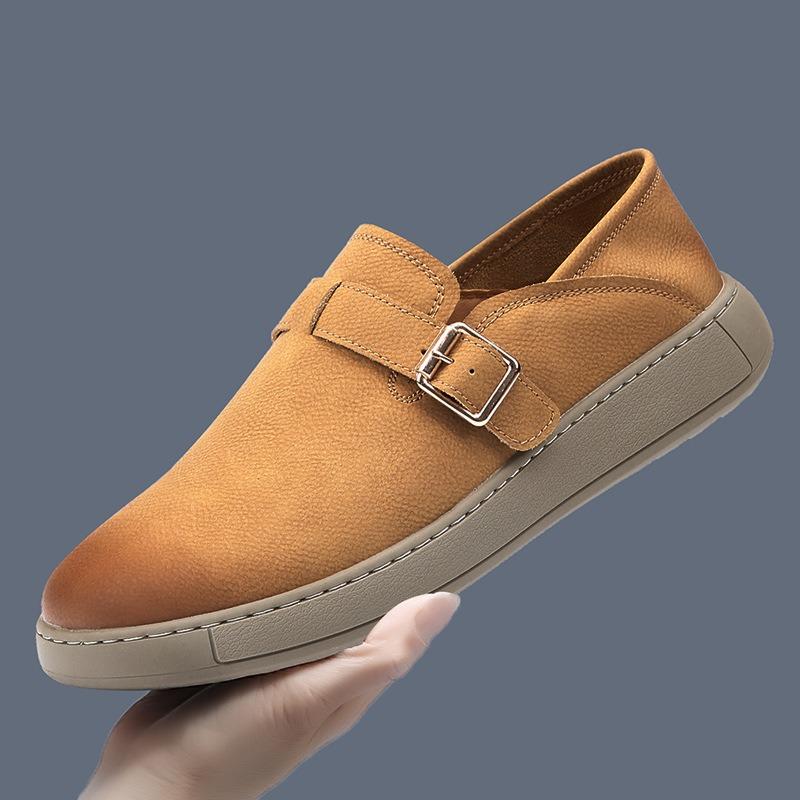 Summer Men's Shoes Leather Retro Lazy Casual Leather Shoes Men's Soft Sole Light One Pedal Versatile Breathable
