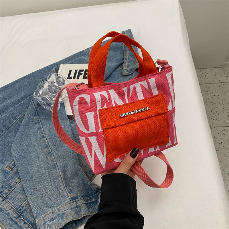 

Маленькая холщовая сумка с принтом в виде мини-буквы, контрастного цвета, повседневная сумка через плечо